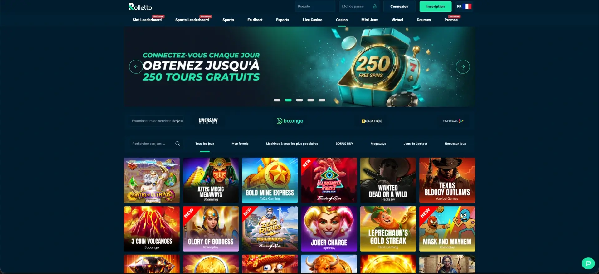 Catalogue de jeux de casino Rolletto